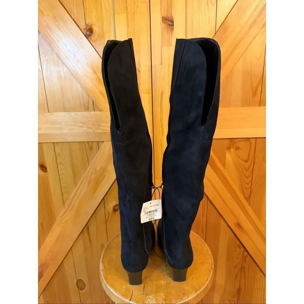 Worthington Valto Faux Suede Black High Over Knee Heeled Boots Size 6M nwt Read